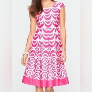 Talbots Women's Pink and white Geometric Pattern Cotton Dress size 12